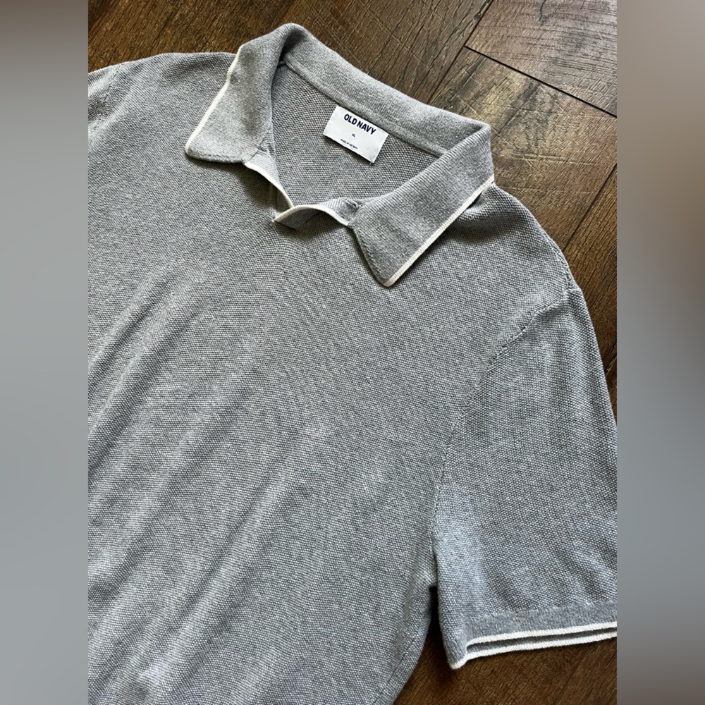 Old Navy tipped collar polo sweater gray men’s size XL - Picture 6 of 15